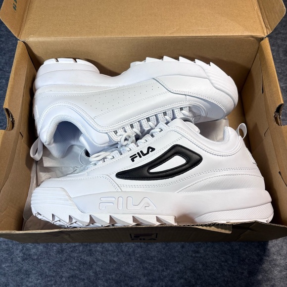 Fila Disruptor II Premium White and Black Sneakers - Picture 14 of 16